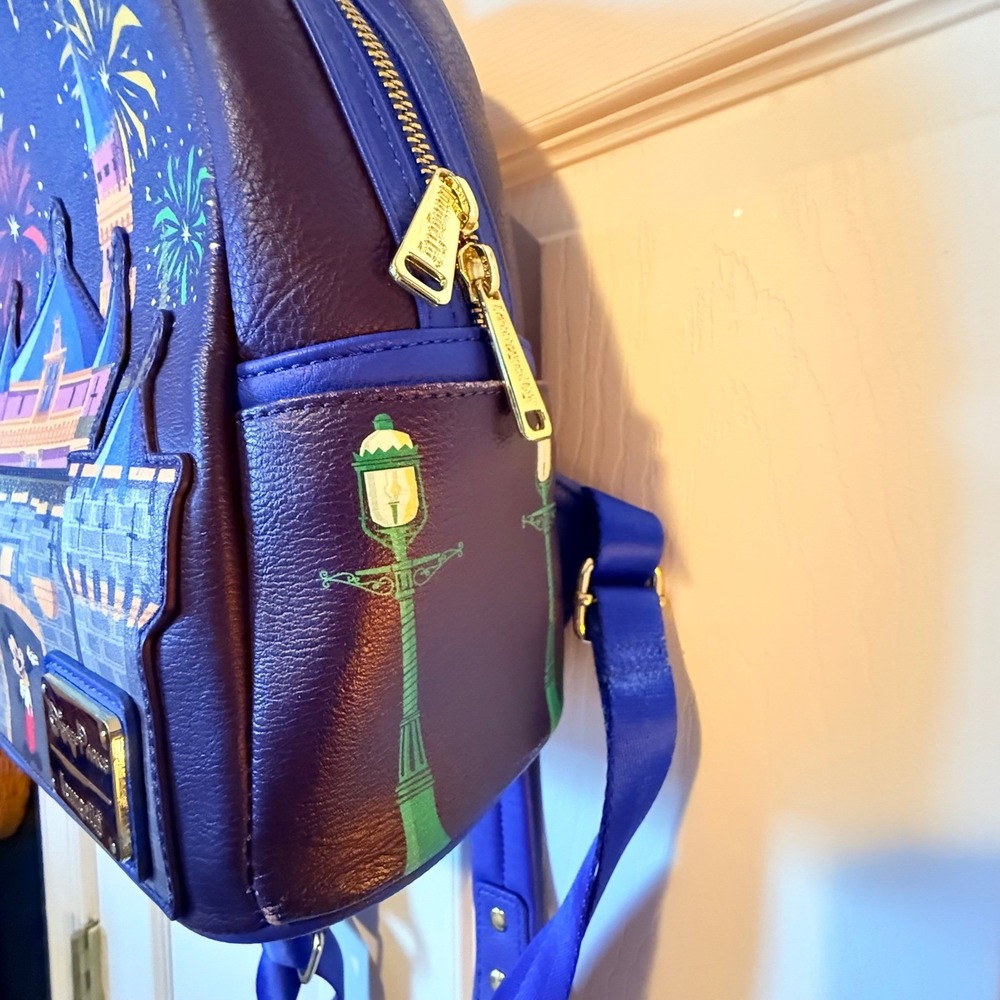 Disney Parks Loungefly Disneyland Sleeping Beauty Castle Fireworks Mini Backpack - Picture 5 of 8